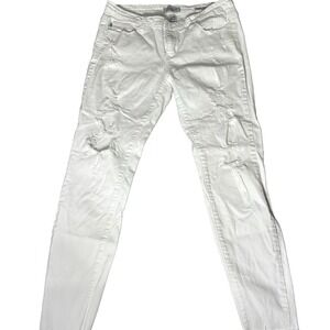 Judy Blue Womens White Mid Rise Distressed Stretch Skinny Fit Jeans‎ 11/30